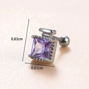 1 Piece Simple Series Classic Square Titanium Steel Silver Color Material Zircon Women's Stud Earrings h5 